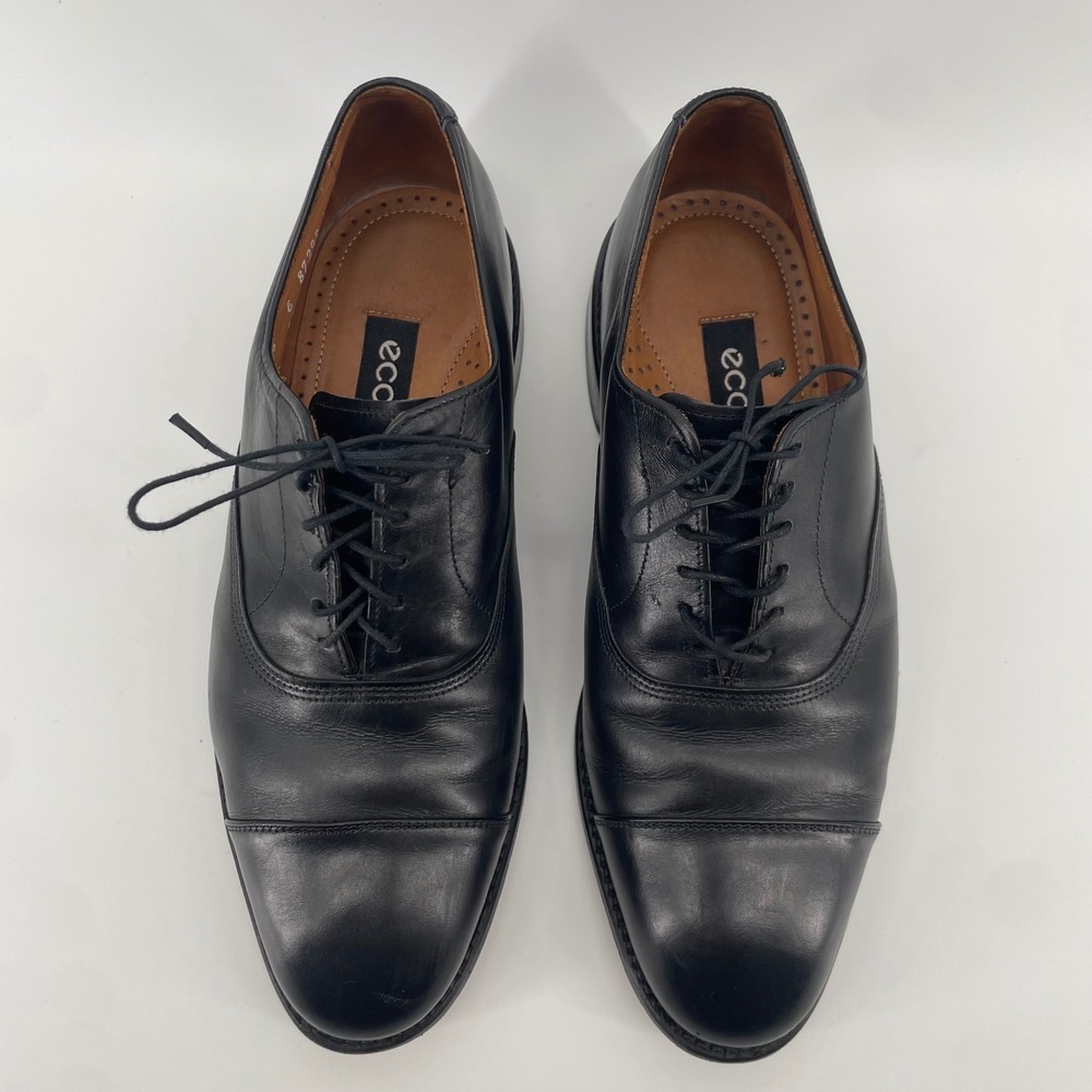 ECCO Cap Toe Oxford Men 8 Black Leather Lace Up Dress Shoes 87298 12